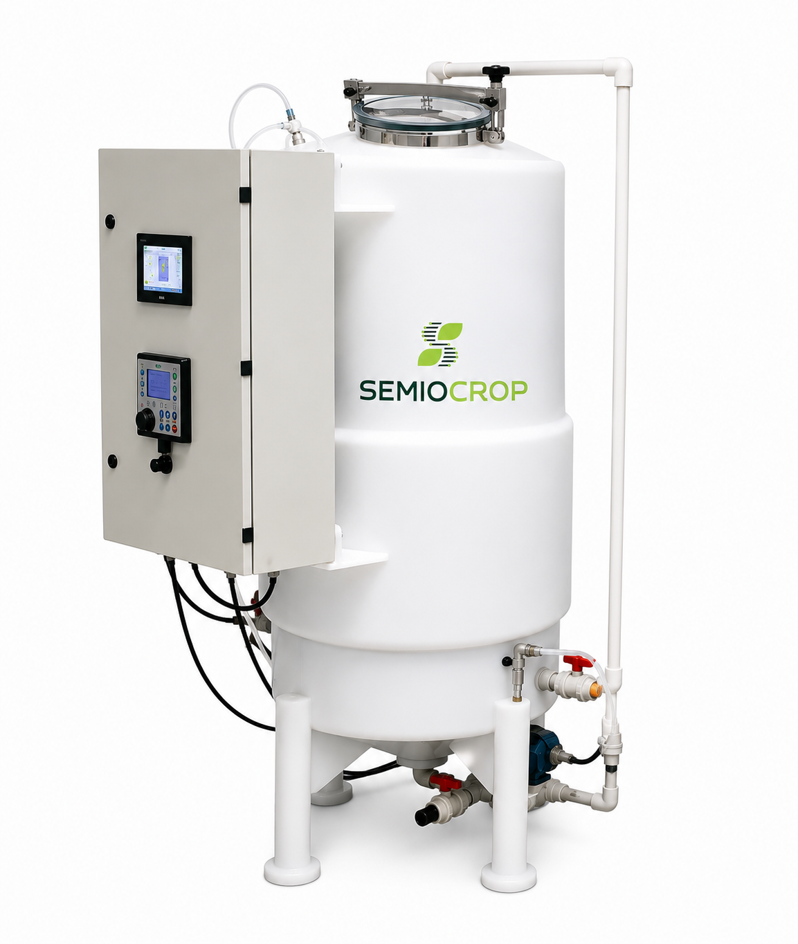 Biorreator real da Semiocrop, com equipamento e marca originais